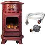 Poele  gaz 3, 4 kw rouge effet pole  bois fonte vritable + tuyau gaz + dtendeur butane provence ...