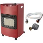 Intec - poele  gaz rouge pliable 4, 2kw chauffage d'appoint interieur allumage piezo tuyau gaz + dtendeur ...