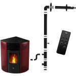 Po�le � granul�s d'angle �tanche iseos 12, 2 kw bordeaux sannover + kit d'installation