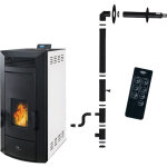 Po�le � granul�s hydraulique etanche kleona 22, 7 kw blanc sannover + kit d'installation