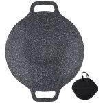 Po�le � gril ronde de style cor�en, 38cm / 15 pouces, rev�tement en pierre m�dicale antiadh�sive en aluminium ...