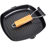 Po�le � griller en fonte, po�le � steak carr�e en acier au carbone, po�le � griller antiadh�sive avec ...