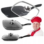 Po�le � griller masterpan en aluminium 28 cm avec couvercle en verre