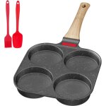 Poele a pancake, po�le � pancakes et omelette de 4 emplacements avec poign�e amovible, pour petit - d�jeuner ...