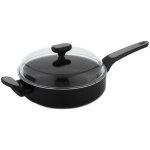 Po�le traditionnelle avec couvercle 26 cm salto silver avec rev�tement antiadh�sif nois