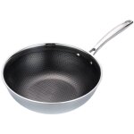 Maestro wok professionnel acier inoxydable 30 cm argent noir