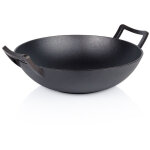 Po�le wok profonde en fonte pour frire et mijoter des plats asiatiques 36 cm