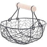 Poign�e en bois m�tal r�tro panier portable multifonction l�gumes oeufs �picerie de rangement pratique ...