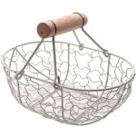 Poign�e en bois m�tal r�tro panier portable multifonctionnel l�gumes fruits oeufs �picerie pratique rangement ...