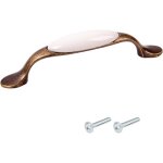Poign�e de meuble vintage zamak finition laiton porcelaine entraxe 96mm tiroir armoire avec vis