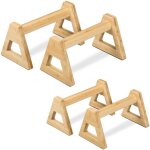 Relaxdays - poign�es de pompes, lot de 4, bambou, 2 tailles, callisth�nie, musculation, supports poirier, ...
