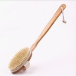 Poils naturels et longue tige courb�e r�ckenb�rste en bois - id�al pour un nettoyage de la peau en douceur, ...