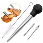 Poire  jus en acier inoxydable 304 et caoutchouc, poires  sauce seringue alimentaire aiguille d'injection ...