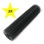 Le poisson qui jardine - lot de 2 : 5 m de grillage  poules noir 12mm 100cm de haut pour clapier, poulailler, ...