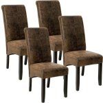 Lot de 4 chaises de salle à manger marron aspect simili cuir avec pieds en bois résistants - marron Lot de 4 chaises de salle à manger marron aspect simili cuir avec pieds en bois résistants - marron