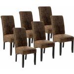 Lot de 6 chaises de salle à manger marron aspect simili cuir avec pieds en bois résistants - marron Lot de 6 chaises de salle à manger marron aspect simili cuir avec pieds en bois résistants - marron