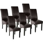 Lot de 6 chaises de salle à manger marron foncé aspect simili cuir avec pieds en bois résistants - marron ... Lot de 6 chaises de salle à manger marron foncé aspect simili cuir avec pieds en bois résistants - marron ...