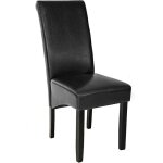 Chaise de salle à manger noire aspect simili cuir avec pieds en bois résistants - noir Chaise de salle à manger noire aspect simili cuir avec pieds en bois résistants - noir