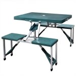 Le poisson qui jardine - ensemble table de camping avec 4 chaises pliantes vert - vert