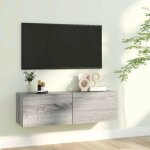 Le poisson qui jardine - meuble tv 2 tiroirs : 100 x 30 x 30 couleur chne gris. a suspendre au mur - ...