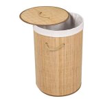 Le poisson qui jardine - panier  linge rond en bambou 75l : pratique brun clair