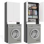 Pola - meuble de salle de bain au - dessus du lave - linge - anthracite / blanc - 64 x 30 x 180 cm