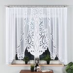 Pola - rideau jacquard pr�t � poser avec d�coupe en bas - 300x160 cm - blanc