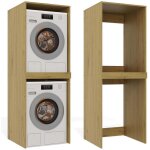 Pola twin - armoire de salle de bain pour lave - linge et s�che - linge avec colonne �tag�re - ch�ne