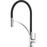 Pollini acqua design - mitigeur d'�vier de cuisine avec bec en silicone noir senso 3 chrom�