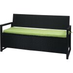[jamais utilis] poly - rattan banc 3 places hhg - 596, banc de jardin coffre, rangement coussin d'assise, ...