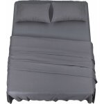 Polyester microfibre ensemble de draps (4 pièces, gris) - 1 drap housse 150x200cm, 1 drap plat 228x259cm ... Polyester microfibre ensemble de draps (4 pièces, gris) - 1 drap housse 150x200cm, 1 drap plat 228x259cm ...