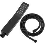 Pomme de douche - pomme de douche � main carr�e en laiton noir mat avec douchette et douchette