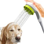 Pomme de douche de toilettage pour chien avec brosse de massage et fonction pause d'�conomie d'eau, pommeau ...