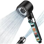 Pommeau de douche anti calcaire avec 15 �tapes filtre et avec tuyau 1, 5m, filtre douche 3 + 1 types ...