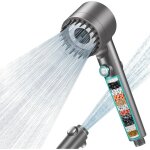 Pommeau de douche anti calcaire avec 15 �tapes filtre et avec tuyau 1, 5m pommeau douche �conomie deau ...