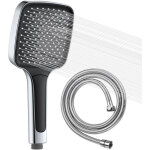 Pommeau de douche carr chrom  haute pression avec flexible de 150cm, douchette conomie d'eau avec ...