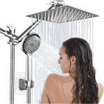 Pommeau de douche effet pluie de 20 cm avec douchette int�gr�e, prolongateur r�glable / r�gulateur de ...