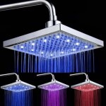 Pommeau de douche � effet pluie � led, pommeau de douche carr� de 20 cm, cascade chrom�e haute pression, ...