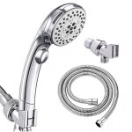 Pommeau de douche main haute pression - 6 r�glages - interrupteur et mode jet spa - chrom� avec tuyau ...
