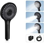 Zmh - pommeau de douche noir rond - 3 jets , conomiseur d'eau douche  main avec bouton de rglage du ...
