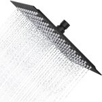 Pommeau de douche noir, tete de douche pluie 20 cm pomme de douche carr en acier inoxydable 304 pomme ...