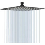 Pommeau de douche noir, t�te de douche pluie 20 cm pomme de douche carr� en acier inoxydable pomme de ...