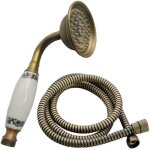 Pommeau de douche r�tro en cuivre, pommeau de douche � main, accessoires de salle de bain avec tuyau ...