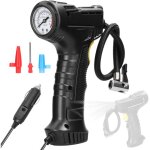 Pompe à air pour voiture 120w, compacte et portable, avec manomètre et lumière led, compatible avec pneus ... Pompe à air pour voiture 120w, compacte et portable, avec manomètre et lumière led, compatible avec pneus ...