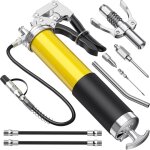 Pompe graisse jaune pour graisseur, 8000psi poign�e pompe graisse une main, tige lourde avec embout pompe ...