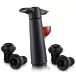 Pompe � vin noire avec bouchon � vide - conservez votre vin frais jusqu'� 10 jours - 1 pompe = 4 bouchons ...