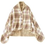 Poncho polaire femme hiver chaud cape d'hiver avec boutons cape paissie elgant couverture  carreaux ...