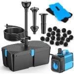 Pond pump with filter and fountain kit, 50w 2500l / h pond pump and filter kit, pond filter for outdoor ...