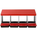 Pondoir a poules, 4 compartiments, nichoirs inclines en metal, 1060x525x475 mm, stable et resistant a ...