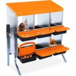 Pondoir pour poules 6 emplacements nichoir en m�tal avec fond, 81x52x95cm